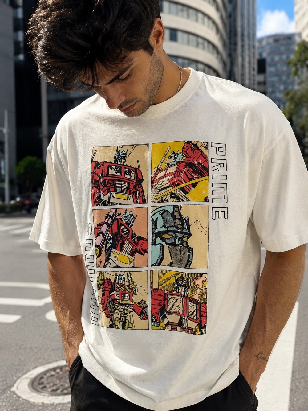 Transformers Optimus Prime Graphic T-Shirt Men's XL White Hasbro 2024